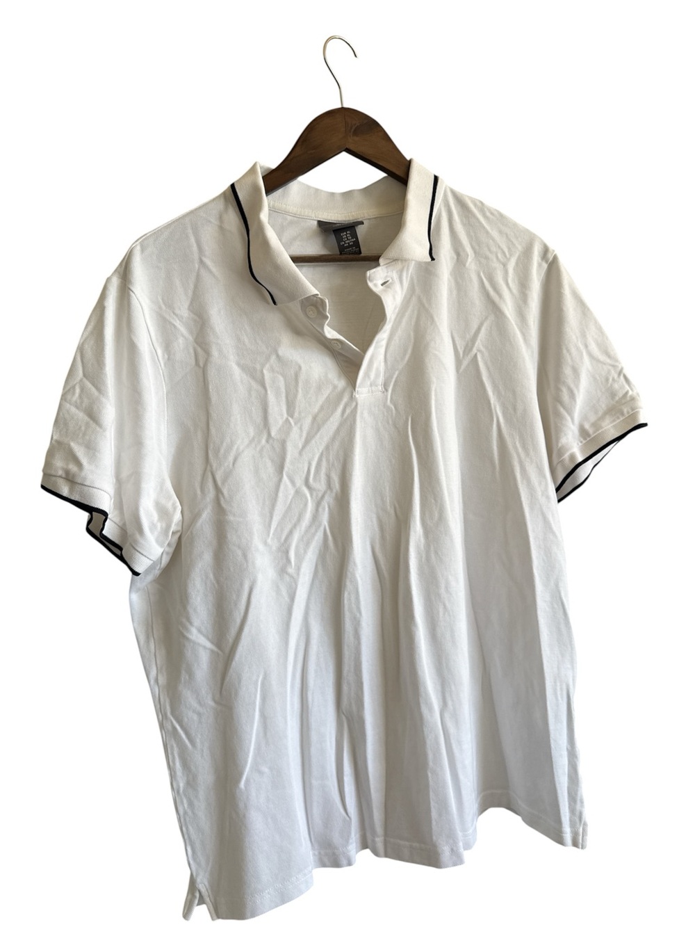 H&M White Polo with Black Contrast Trim - Men